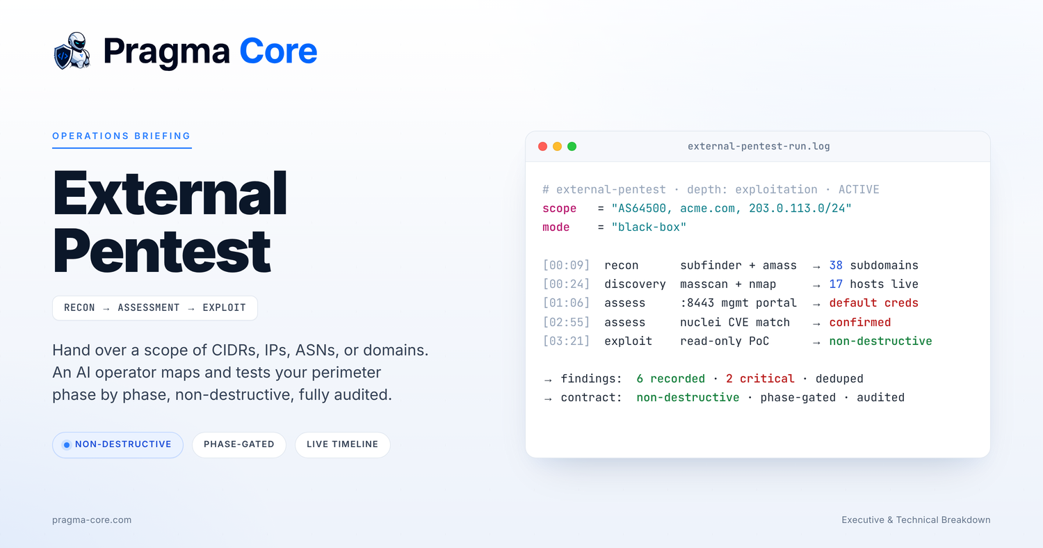 Your perimeter, tested every week: External Penetration Testing is live in Pragma Core
